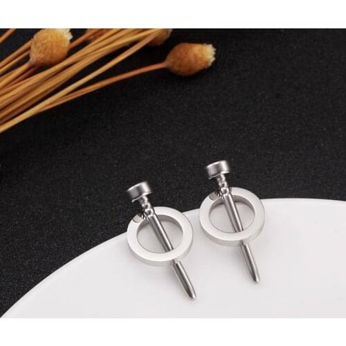 Punk Style Tassel Earrings Silver Color Stainless Steel Stud Earrings for Men Women Statement Jewelry Pendientes Mujer