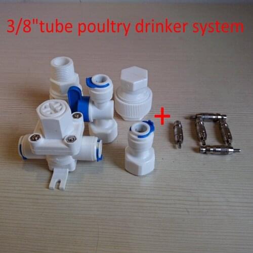 1set poultry nipple system 10 push style nipples drinking chicken bird quail duck 3/8"regulator Pressure reducing valve