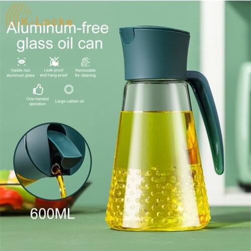 600ml Large Capacity Glass Oil Bottle Automatic Opening And Closing Leak-proof Seasoning Bottle Kitchen Articles