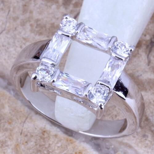 Sublime White CZ Silver Plated Womens Jewelry Ring Size 6 / 7 / 8 / 9 R0390