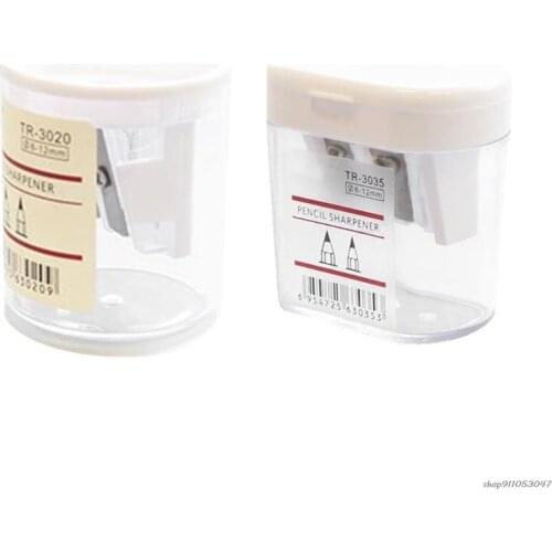 Cute Clear Round Pencil Sharpener Portable Pencil Sharpener Dual Holes Square-shaped Sharpener with Lid Gift For Kids wholesales