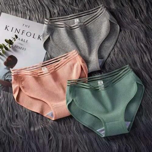 Three womens underwear cotton Japanese Korean version of the cotton waist Panties