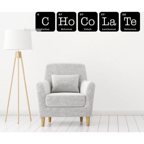 Chocolate Sign Periodic Table Wall Stickers Decal Funny Elements Chemistry Mural Kids Room Dorm Art Decals Removable Vinyl LC433