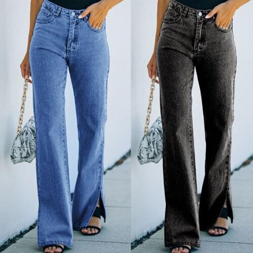 2021 New Women Button High Waist Jeans High Quality Pocket Elastic Solid Color Jeans Slim Denim Pants Pantalones Vaqueros Mujer
