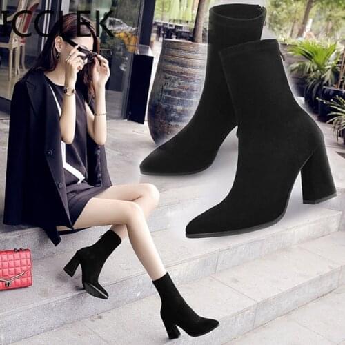 Women Sock Boots High Heel Ankle Boots Stretch Comfortable Spring Autumn Shoes