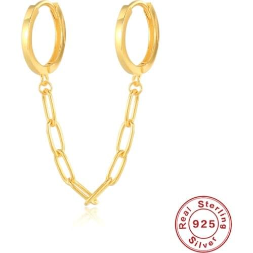 AIDE 1pcs 925 Sterling Silver Loop Earrings For Women Oval Chain Earring Dangle Piercing Pendientes 2021 Trend Cartilage Brincos