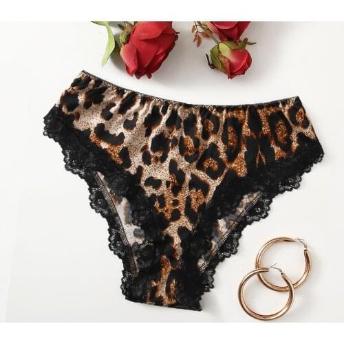 Women Leopard Lace Lingerie G-string Briefs Underwear Panties T string Thongs culotte femme Best selling in 2021 Пижамы U