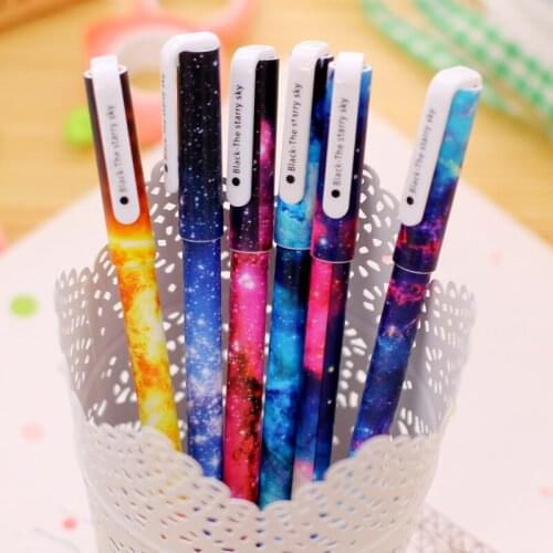 1pcs/sell) Starry Sky Gel Pen Set Key Kawaii School Supplies Office Stationary Photo Album Kawaii Pens School Stationery