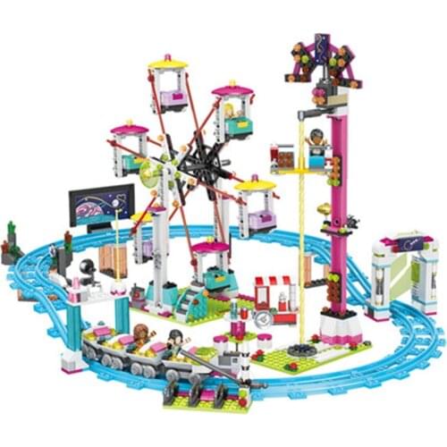 1136pcs 10563 Good Friends Girl Playground Large Roller Coaster Resort 41130 Assembled Building Block Toy Gifts
