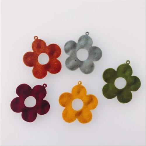 20pcs/lot Wholesale New Creative Flannel Flower Charm Connectors For DIY Fashion Earrings pendant ornament jewelry accessories
