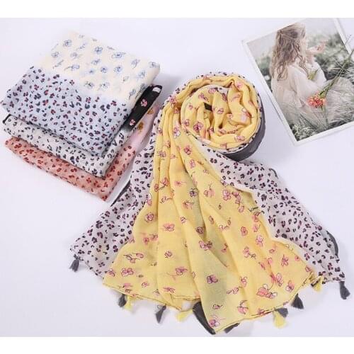2021 Fashion Newest Floral Printed Pattern Cotton Tassel Scarf Shawls Wraps 10pcs/lot