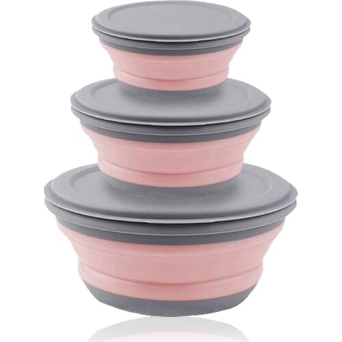 3pcs BPA Free Silicone Food Storage Container Bowl Picnic Lunch Box For Kids Children Adult Sushi Meal Bento Box Collapsible Set