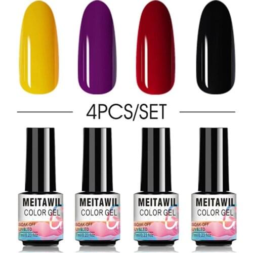 4Pcs Nail Polish Series Nail Art All For Manicure Soak Off UV LED Base Top Coat Hybrid Varnish Art Gel Polish Kit