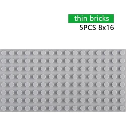 Thin Bricks 5pcs 8x16 Dots DIY Building Blocks Educational Creative Size Compatible With Other Brand Assemble Toys for Children