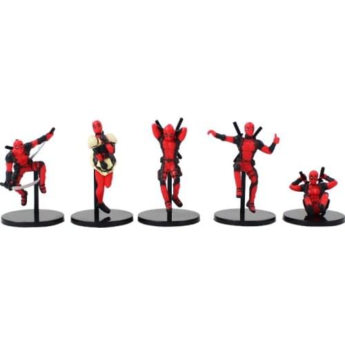5pcs/lot Avengers Deadpool Cup Decoration Toy Superhero Mini Cute Figurine PVC Action Figure Model Collectible Doll