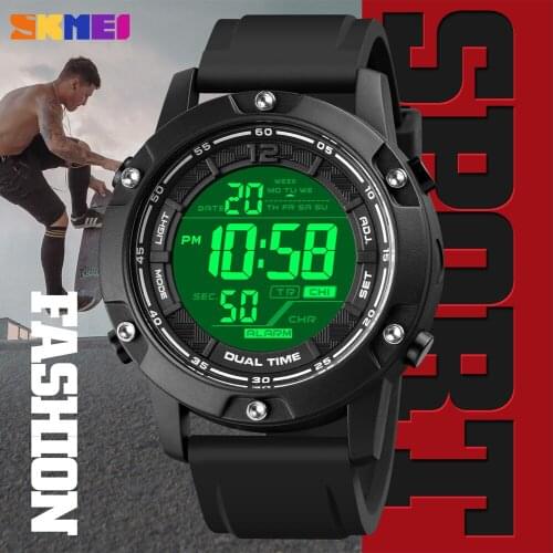 SKMEI Men Sport Watches Digital Army 100M Waterproof Male Wristwatch Countdown LED Electronic Male Gift Clock Relogio Masculino