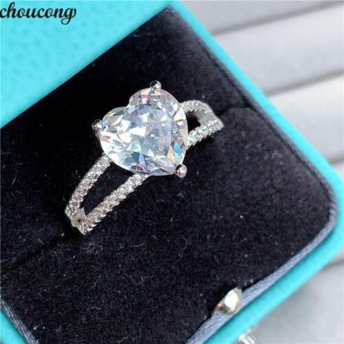 Choucong Heart shape Promise Ring 925 sterling Silver 10mm AAAAA cz Engagement Wedding Band Rings For Women men Party Jewelry