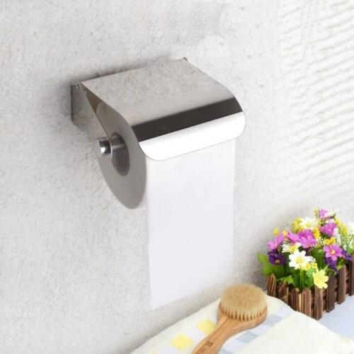 Stainless Steel Toilet Paper Holder Bathroom Accessories Chrome Paper Roller Holder Tissue Box Wall Mounted Holder