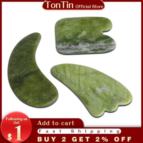 Good quality Natural Glaze Jade Stone Massage Tool Guasha Scraping Board Moon U Triangle shape 3pieces/set