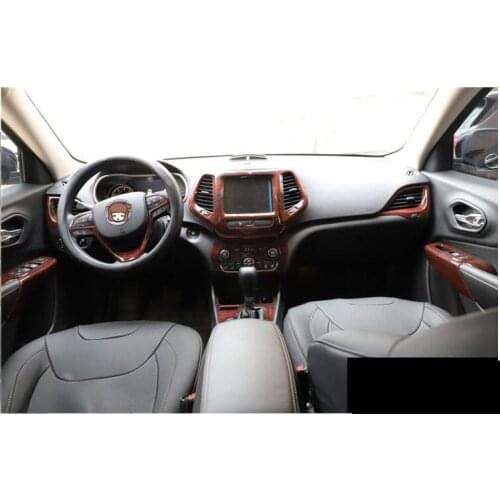 Imitation Wood Center Console Steering Wheel Gear Door Handle Air Outlet Decorated Frame For Jeep Cherokee CAA178