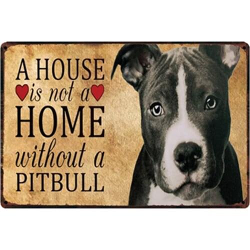[ Kelly66 ] Dogs Pitbull Warning Dogs Metal Sign Tin Poster Home Decor Bar Wall Art Painting 20*30 CM Size y-2105