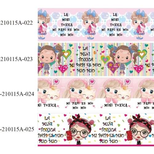 50 yards/lot) Kids DIY 22mm 25mm 38mm little girl printed grosgrain ribbon