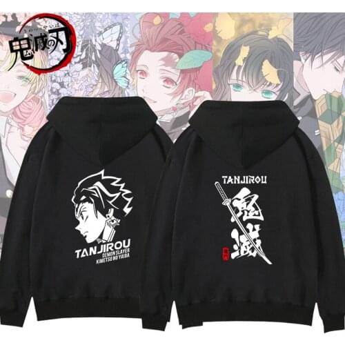 Cosplay Costume Demon Slayer Cartoon Hoodies Kamado Tanjirou Zipper Hoodie Sweatshirt Men Fashion Hip Hop Streetwear