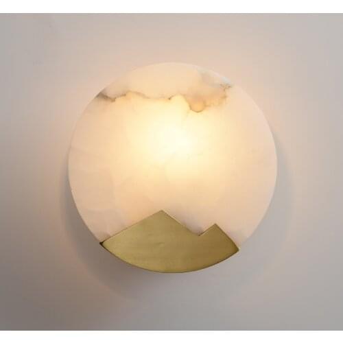 Circular Marble Hotel Aisle Led Wall Lamp Sconce Living room Bedroom Wall Lights Indoor Wall Decoration E14 Bulb Nordic Lamp