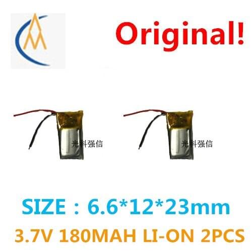 2PCS New 3.7V polymer lithium battery 661223 180MAH MP3 Bluetooth headset / device / mini 3D glasses with long standby time