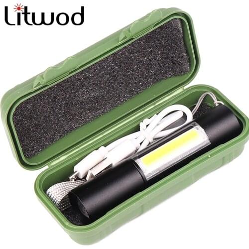 Mini LED Flashlight Super Bright COB XP-G Q5 Torch Waterproof Portable USB Rechargable 3 Mode For Camping Cycling Night Lighting