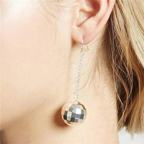 Fashion New Women Earrings Alloy Metal Texture Disco Ball Ladies Earrings Female Clothing Accessories