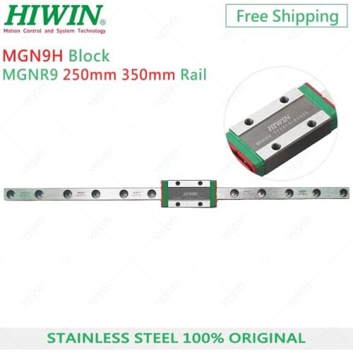 Free Shipping MGN9 HIWIN Stainless Steel 9mm linear rail 250mm 350mm with MGN9H slide block Carriage for 3D Printer