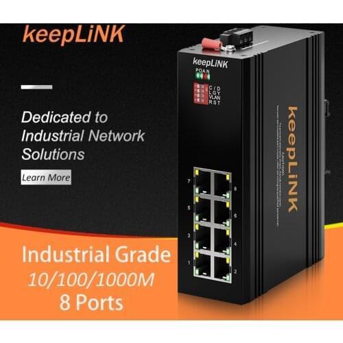 Outdoor Industrial Ethernet Network Switch Unmanaged 8 Full Gigabit RJ45 Ports IP40 Aluminum Case Switch