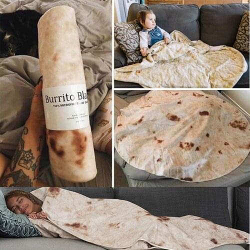 Tortilla Blanket Burrito 60" 70" 80" Blankets Round Corn and Flour Tortilla Sofa Warm Travel