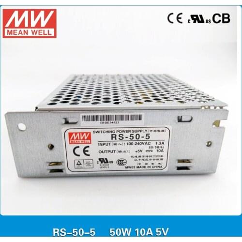 Original Meanwell RS-50-5 50W 10A 5V Switching Power Supply input 88-264VAC 5VDC power source CB UL CE approved