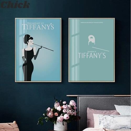 Audrey Hepburn Tiffany Breakfast Movie Posters and Prints Wall Art Canvas Painting Fashion Retro Picture Salon Home Room Decor