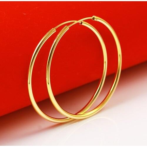 High Quality Vintage Women Round Earrings Gold Filled Earring Big Smooth Circle Hoop Earring Jewelry Simple Style Accessories