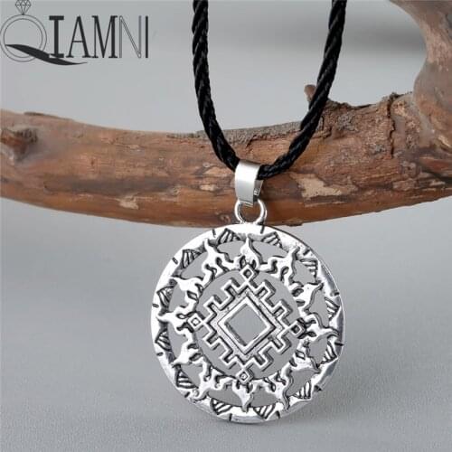 QIAMNI Svarog Square Star Rus Amulet Pendant Ancient Slavic Talisman Pagan Necklace Handcrafted Norse Charm Gift Men Jewelry