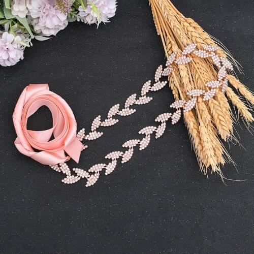 S198-RG Hot Sale New Rose Gold Bridal Belts Wedding Dress Accessories Bride Bridesmaid Dresses Belt Prom Evening Dresses Sash
