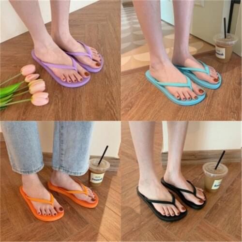 Summer Women Flip Flops Slippers Fashion Sand Beach Slippers Solid Color Wedges Outdoor Slippers Casual Ladies Shoes Dropship