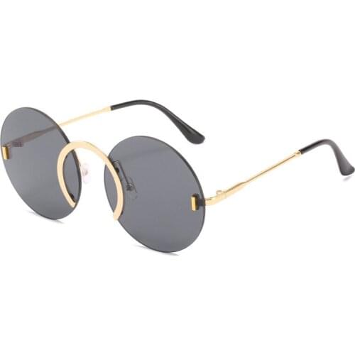 Retro Vintage Round Oval Metal Bracket Rimless Sunglasses Colorful Lenses Women Personality Fashion Eyewear Uv400