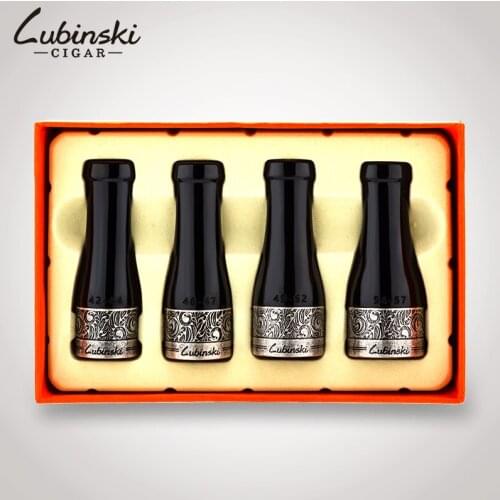 LUBINSKI Resin Vintage Silver Cigar Cigarette Holder Stand Support Pillar-type Filtering Portable Ashtray 4 Ring Available