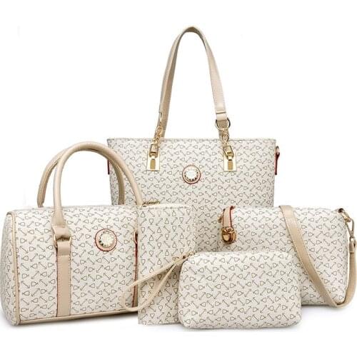 High Quality 5 Set Famous Brand Women Luxury Hand Bag PU Leather Purse Bags Shoulder Messenger Ladies Handbag Bolsa Feminina