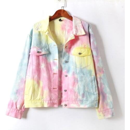 Color Denim Jacket Women 2021 Spring Autumn New Korean Version loose All-match Jacket Coat Streetwear Harajuku Jeans Female