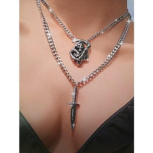 Europe and the United States Cross-Border Ornament Hip Hop Skull Necklace Chain Necklace Personality