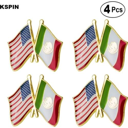 U.S.A Mexico Friendship Flag Pin Lapel Pin Badge Brooch Icons 4pcs