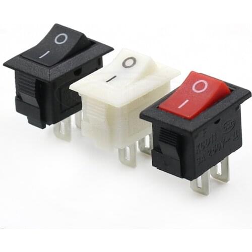 10Pcs Push Button Switch 10x15mm SPST 2Pin 3A 250V KCD11 Snap-in On/Off Boat Rocker Switch 10MM*15MM Black and White Copper feet