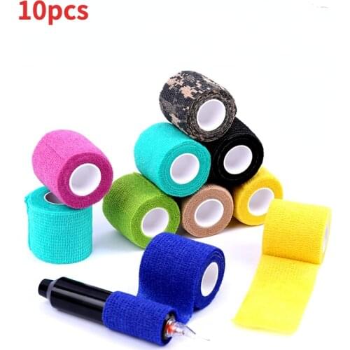 10pcs Waterproof Security Protection Self-adhesive Cohesive Bandage Elastic Wrap First Aid Sports Body Gauze Vet Medical Tape