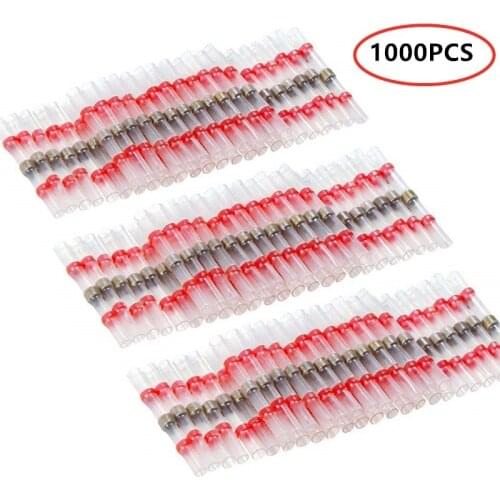 100/500/1000PCS Solder Seal Sleeve Wire Connectors Waterproof Heat Shrink Butt Connector Insulated Electrical Splices Terminals