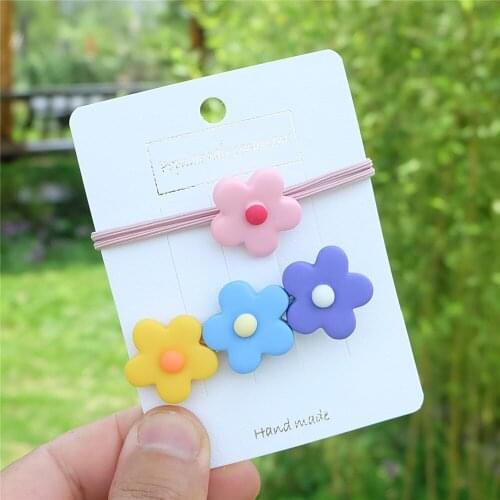 2pcs/set Cute Cartoon Flower Hair Rope Hairpins Princess Headwear Girl Elastic Hair Bands Barrettes Hair Accessories For Women